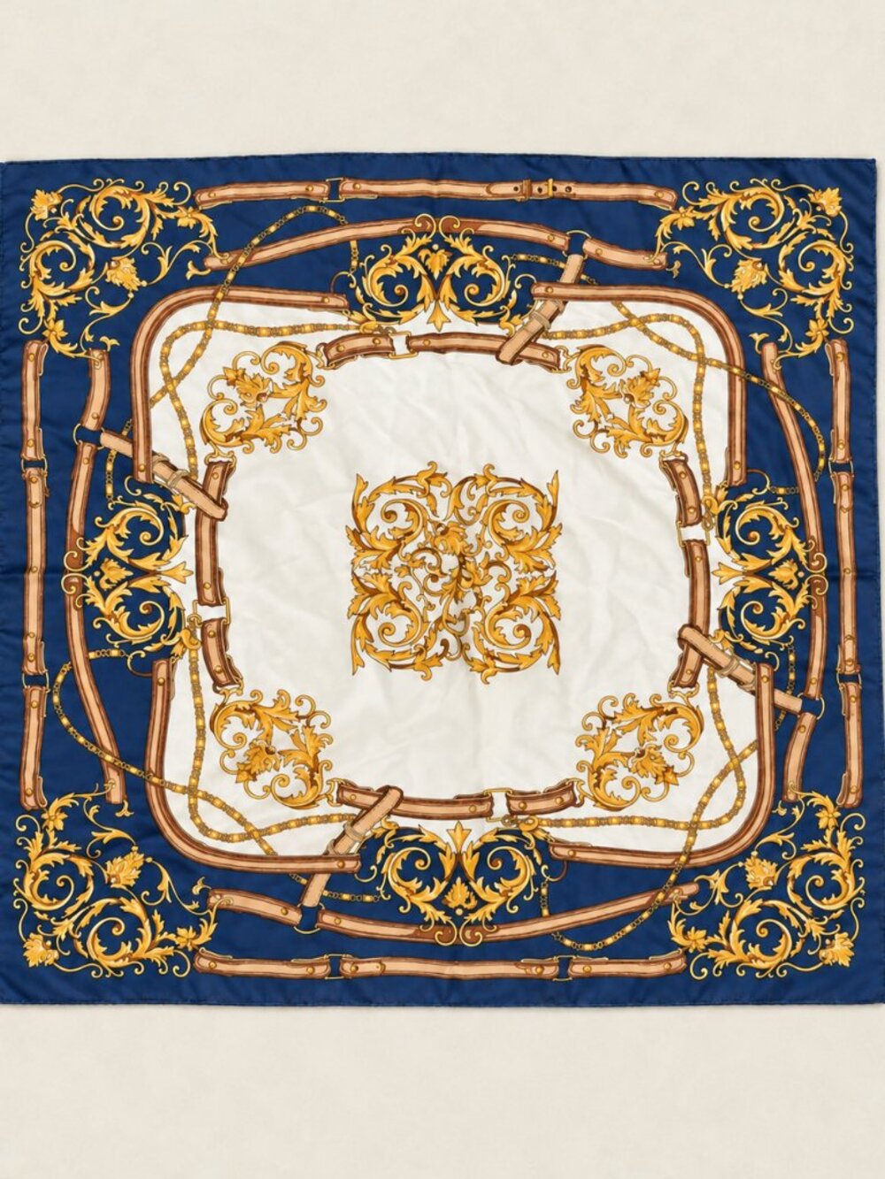 Totes Dark Navy & Gold Patterned Scarf